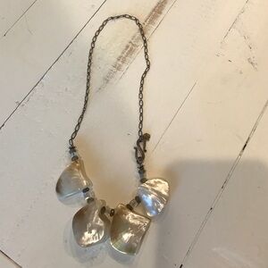 Handmade Cream and Silver Beachy Shell Necklace EUC